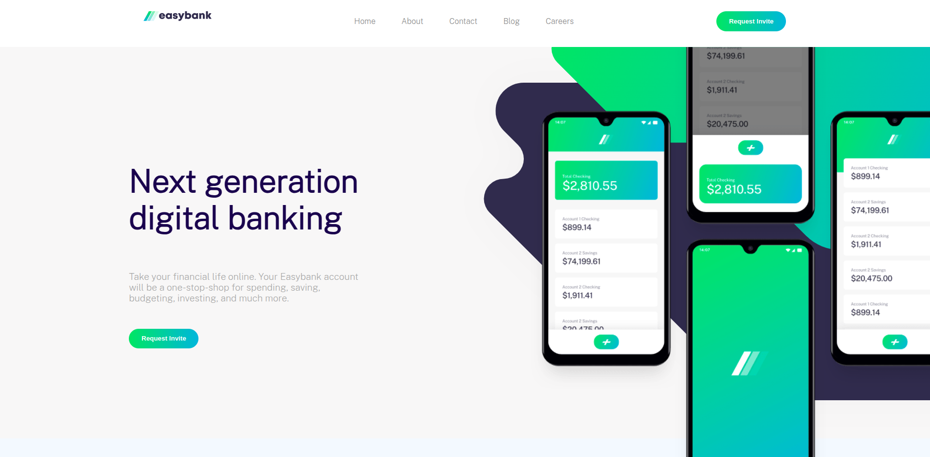 Screenshot of Easy bank landing page project