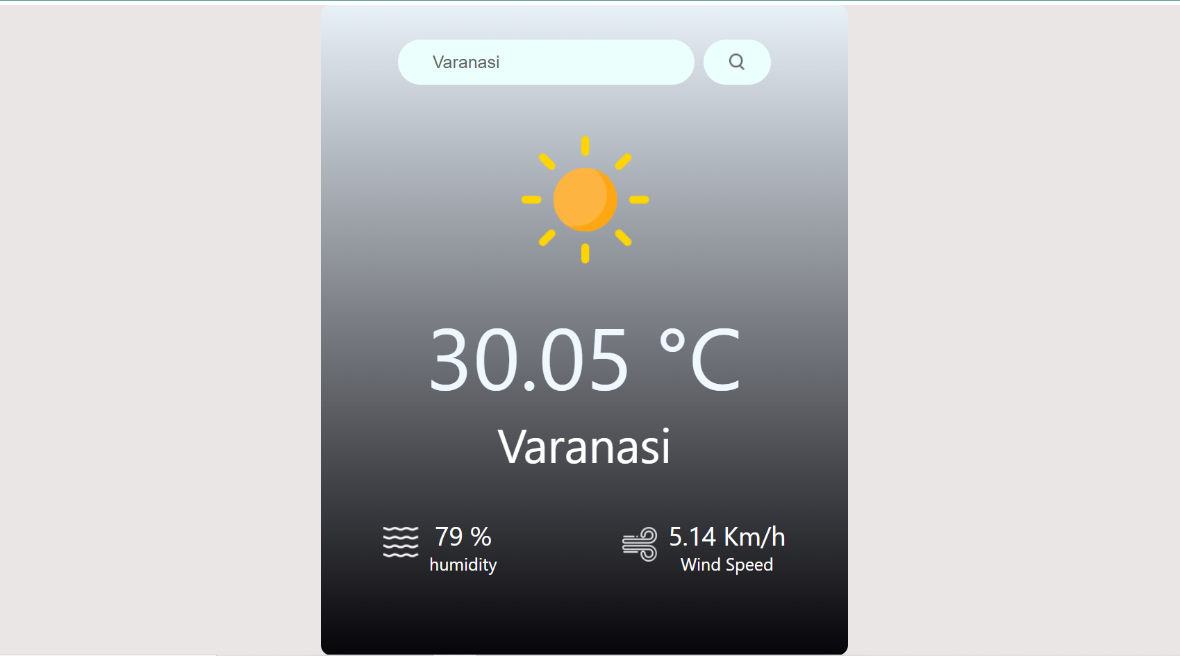 Screenshot of Live Weather project